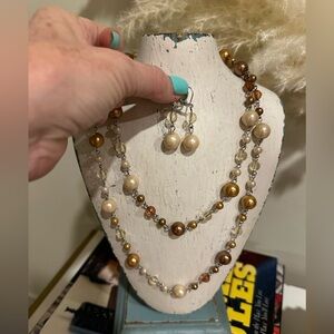 Elegant Pearl and Bead Necklace Set